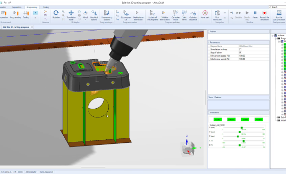 Almacam 5-Axis, software di programmazione per macchine da taglio 3D.